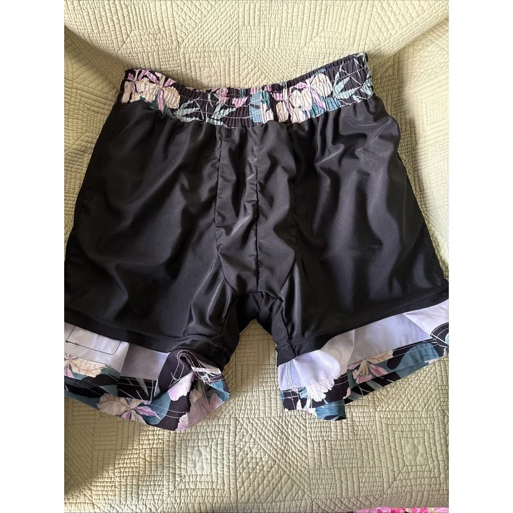 Slunks Men's M Blue Floral Pulse Volleyball Club Athletic Shorts: Floral